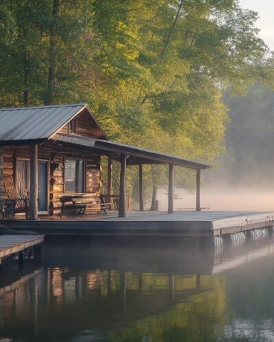 Lakeside Clarkson Kentucky Cabin surrounded by trees