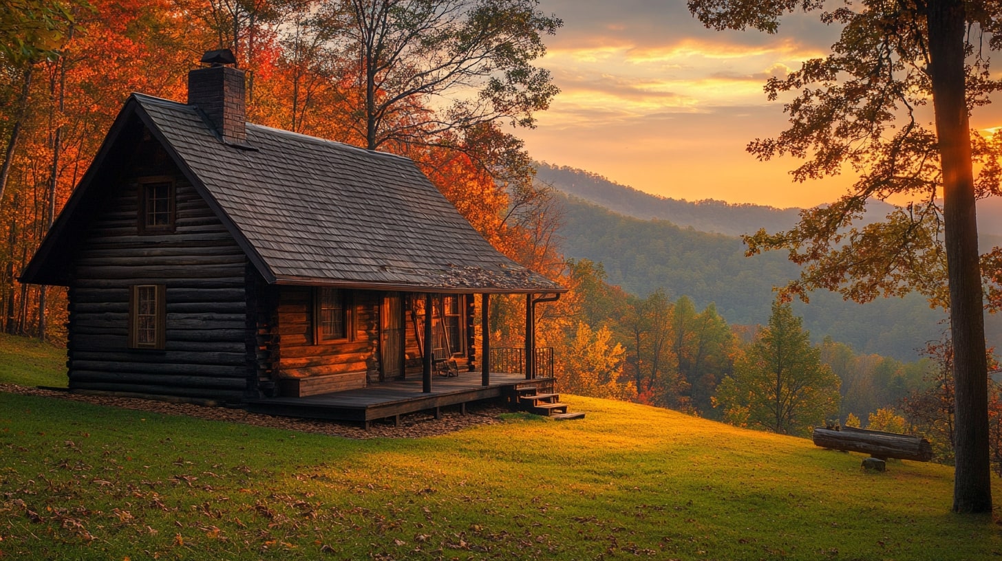 Rustic exterior of Gatlinburg Pigeon Forge Cabins in the mountains